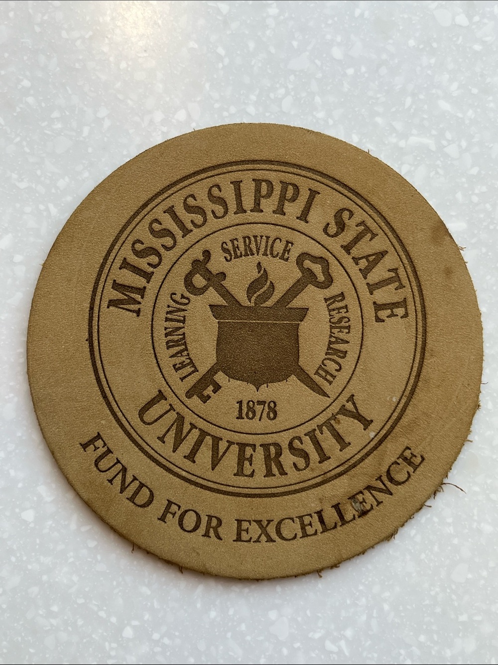 Mississippi State University Leather Coasters Set of 2 Vintage